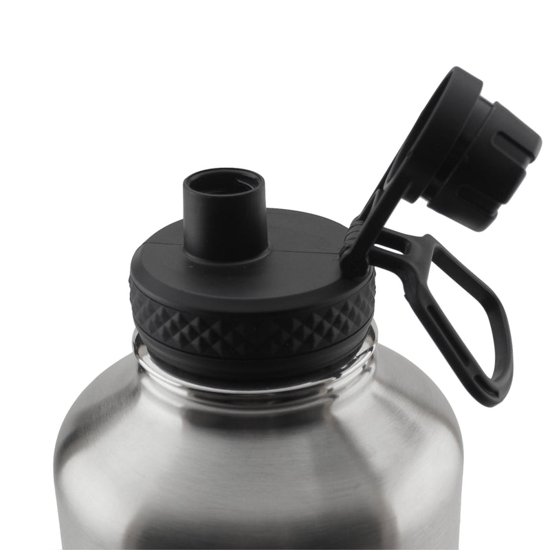 Half Gallon 64oz Black Water Bottle Handle & Steel Cap