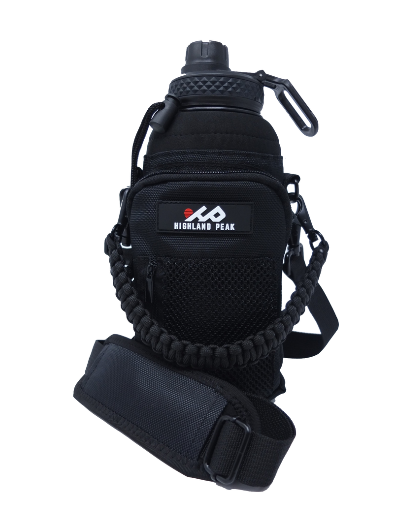 32 oz Sleeve/Carrier with Paracord Survival Handle (Black)