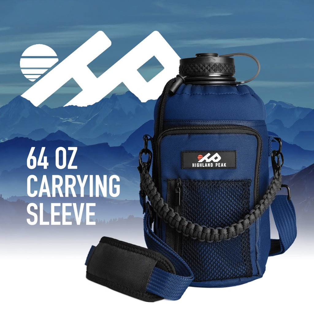 64 oz Sleeve Pouch with Paracord Survival Carrying Handle (Blue