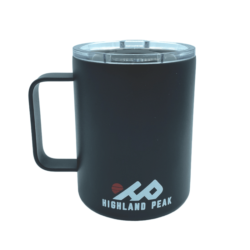 12 oz Insulated Camping Mug (Black) – Highland Peak Co.