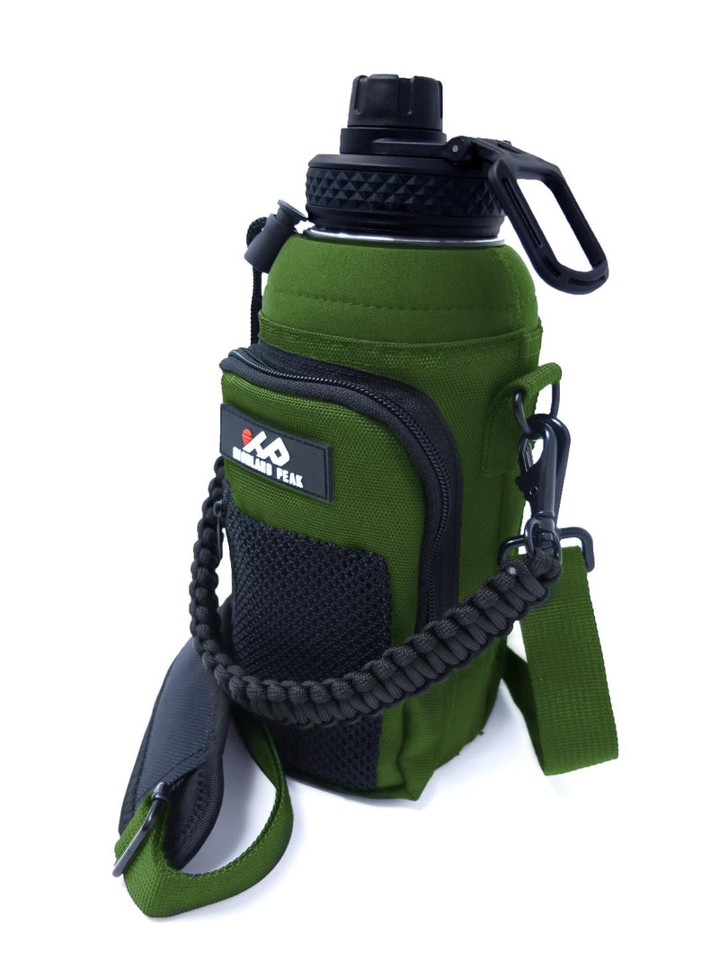 32 oz Sleeve/Carrier with Paracord Survival Handle (Green)